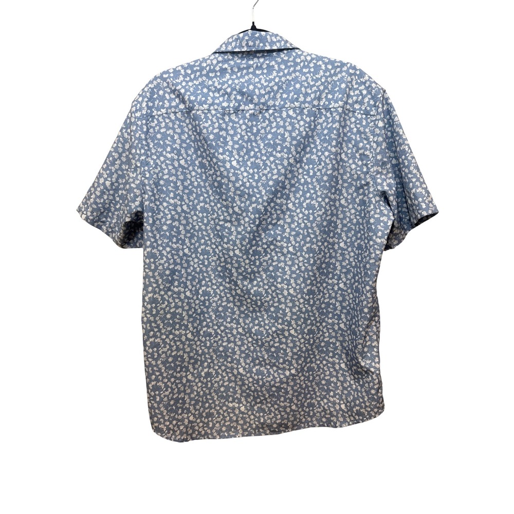 Michael Kors Mens Blue White Floral Short Sleeve Slim Fit Button Down Shirt M - Picture 4 of 5